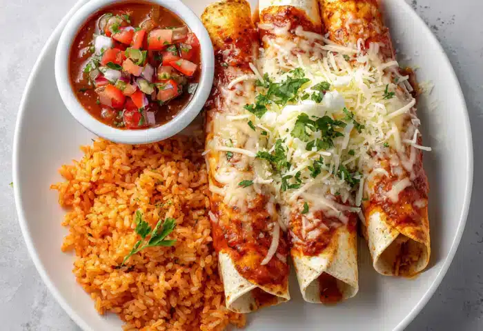 Shredded Chicken Enchiladas Rojas