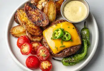 Beef Burger with Roasted Potato Wedges