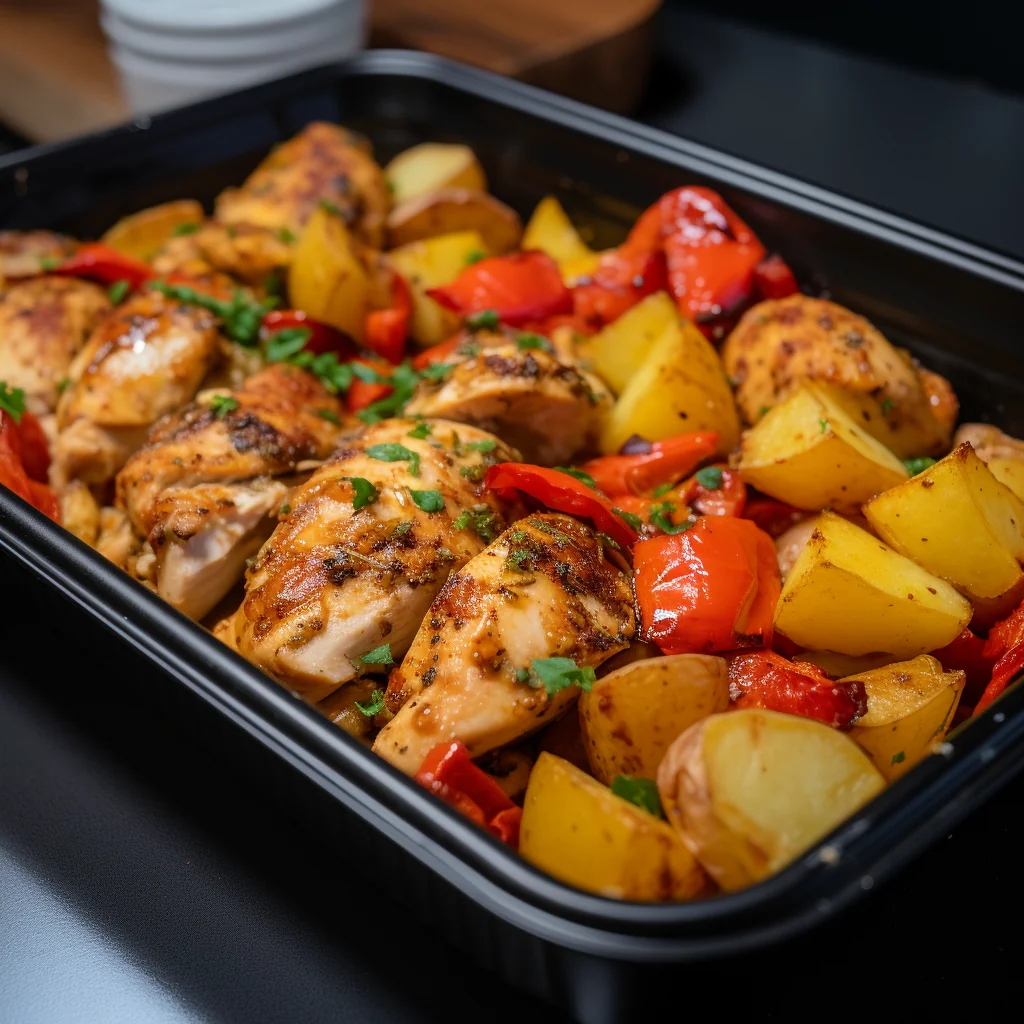Peri Peri Chicken with Roasted Potatoes and Bell Peppers