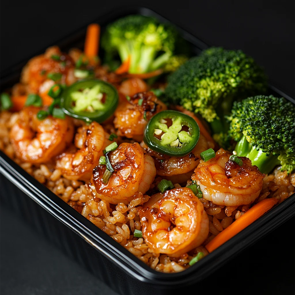 General Tso Shrimp Bowl over Fried Rice